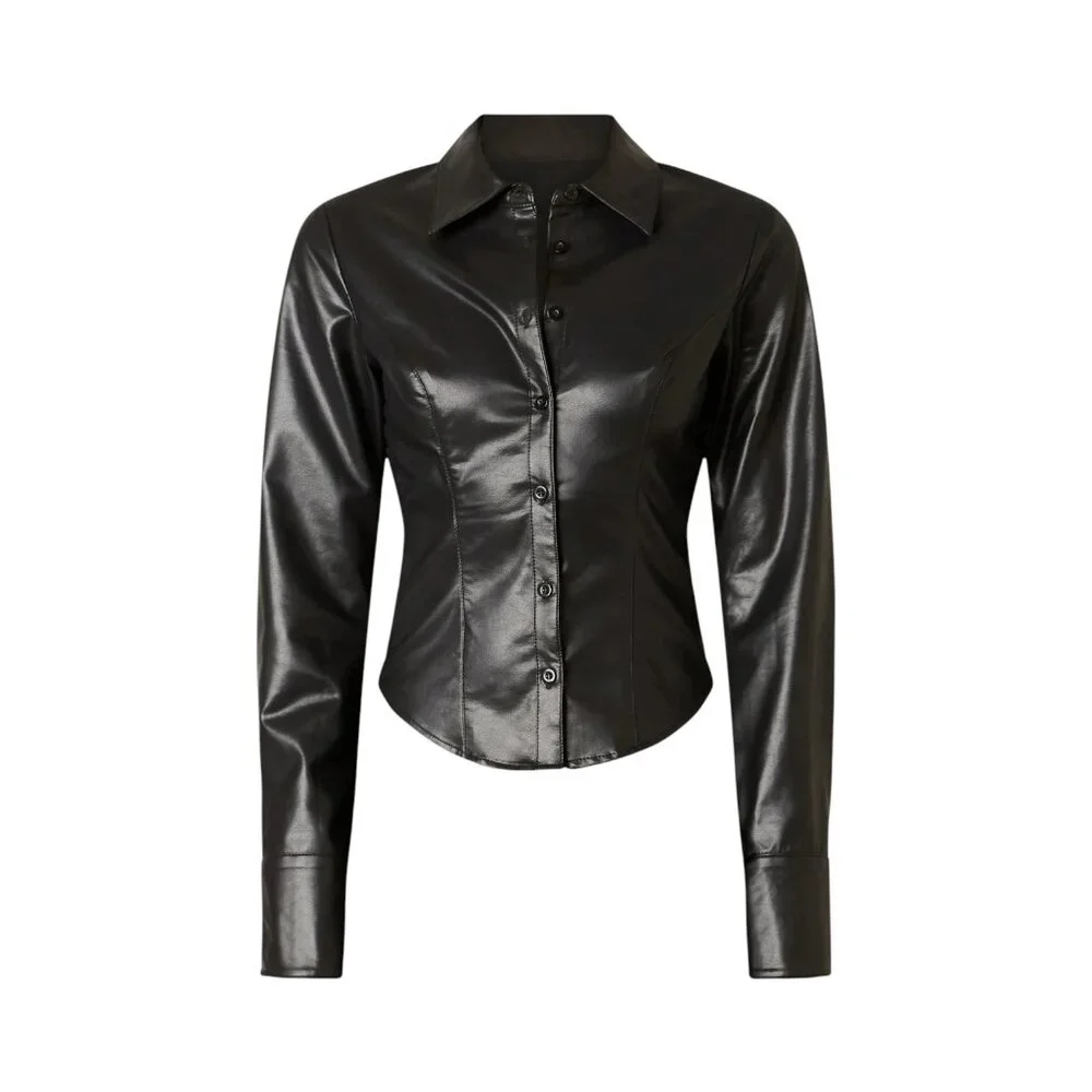 NIA the Brand Brielle Black Faux Leather Shirt – NWT – Size S – MSRP $88 - Picture 4 of 5